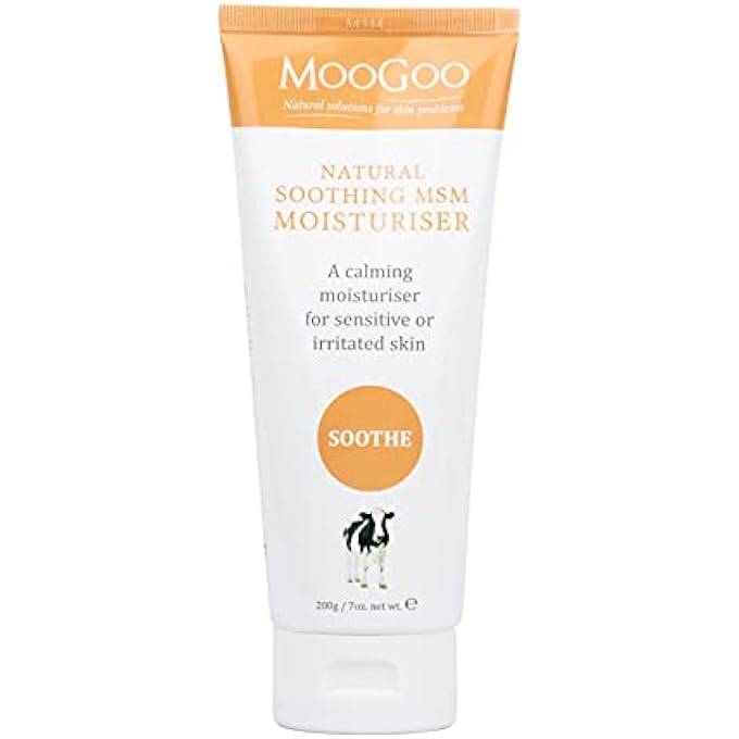 MOOGOO - SOOTHING MSM MOISTURIZER - A NATURAL, LIGHTWEIGHT LOTION FOR SENSITIVE, IRRITATED, RED, ITCHY SKIN - A CALMING, GENTLE CREAM FOR FACE AND BODY, MEN AND WOMEN, ALL AGES AND SKIN TYPES (200G) - Image 1